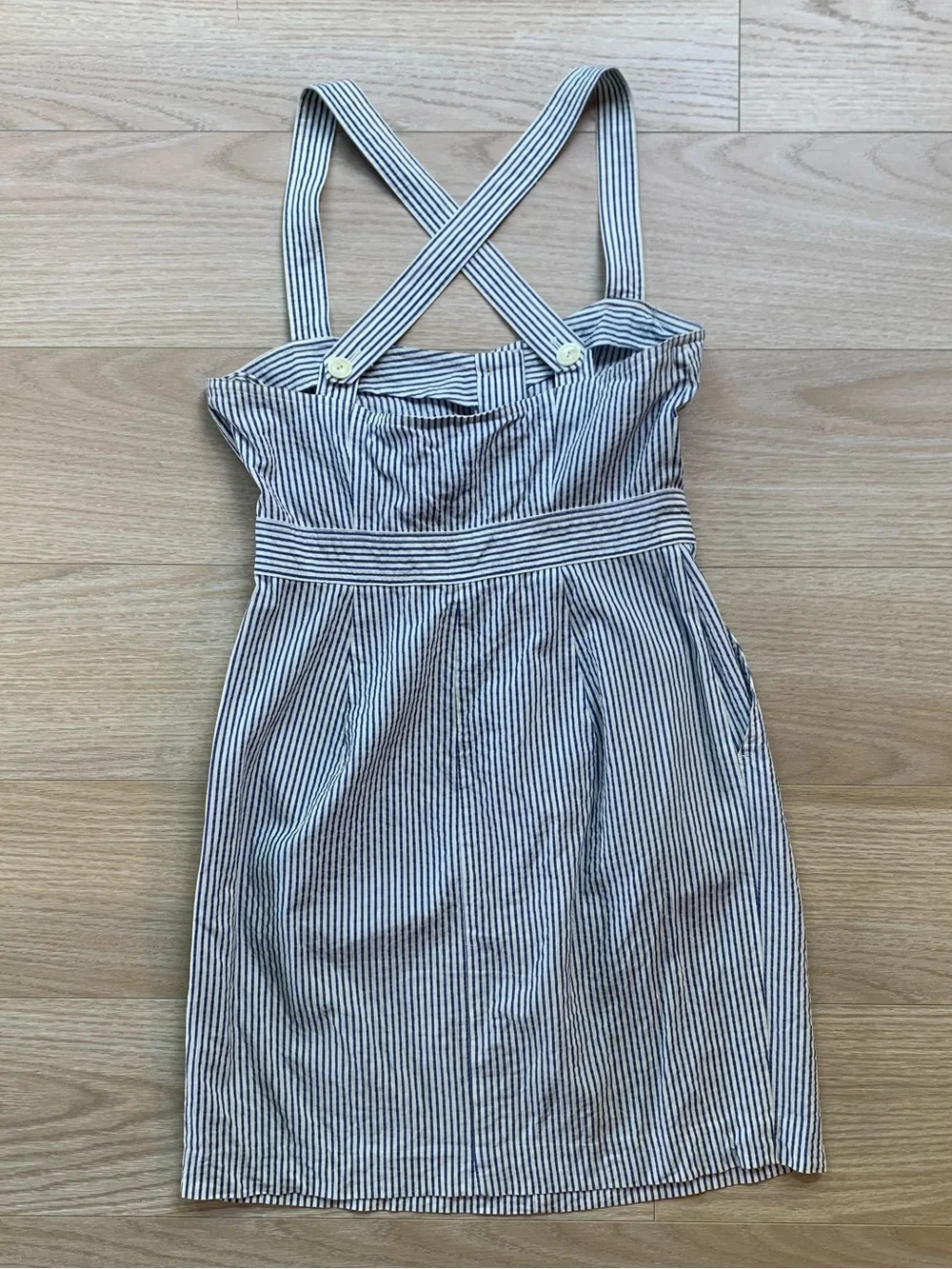 Rugby Ralph Lauren Blue and White Seersucker Mini Dress Size 4 - Picture 2 of 4